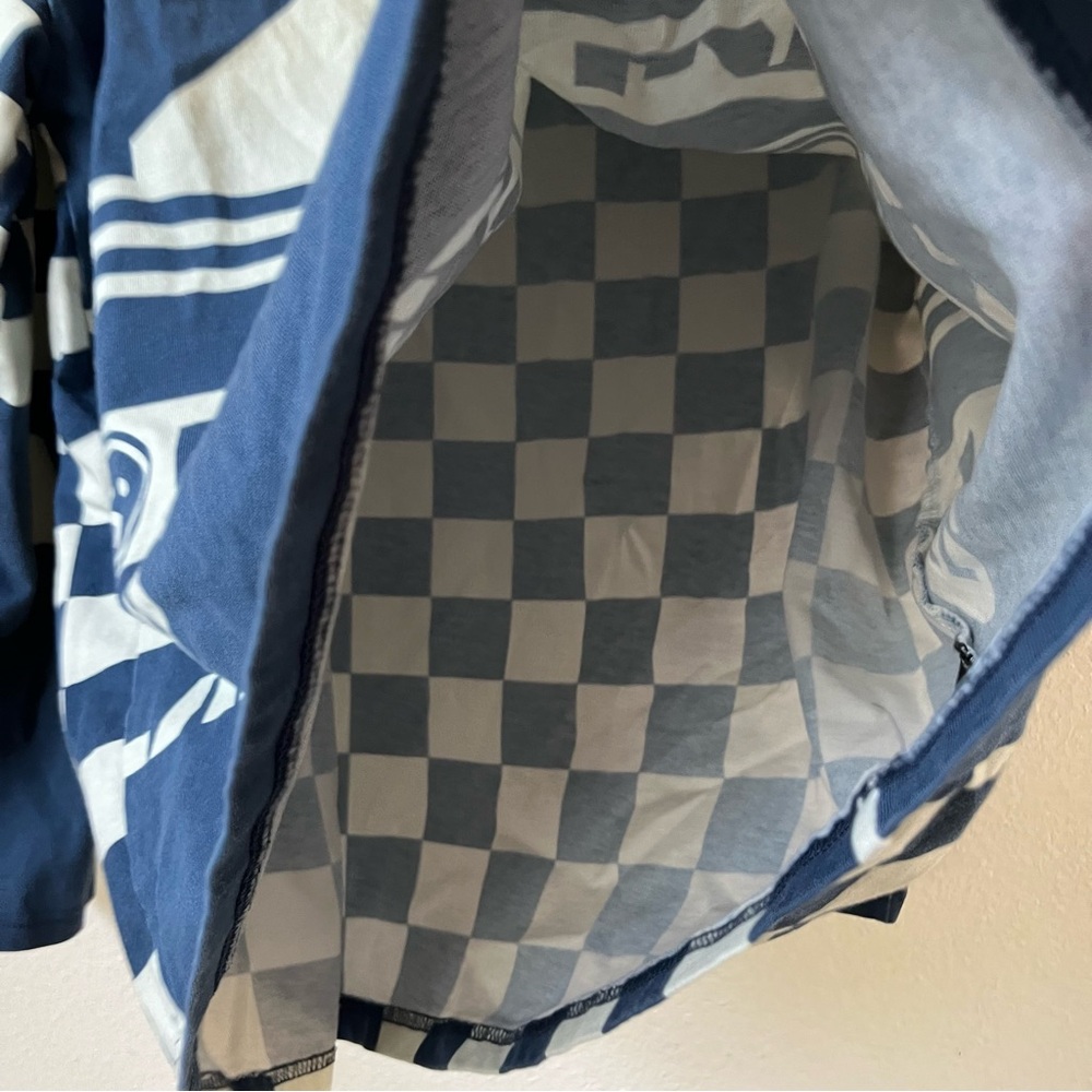 Lazy Oaf Blue and White Graphic Long Sleeve Shirt part button up - Picture 6 of 9